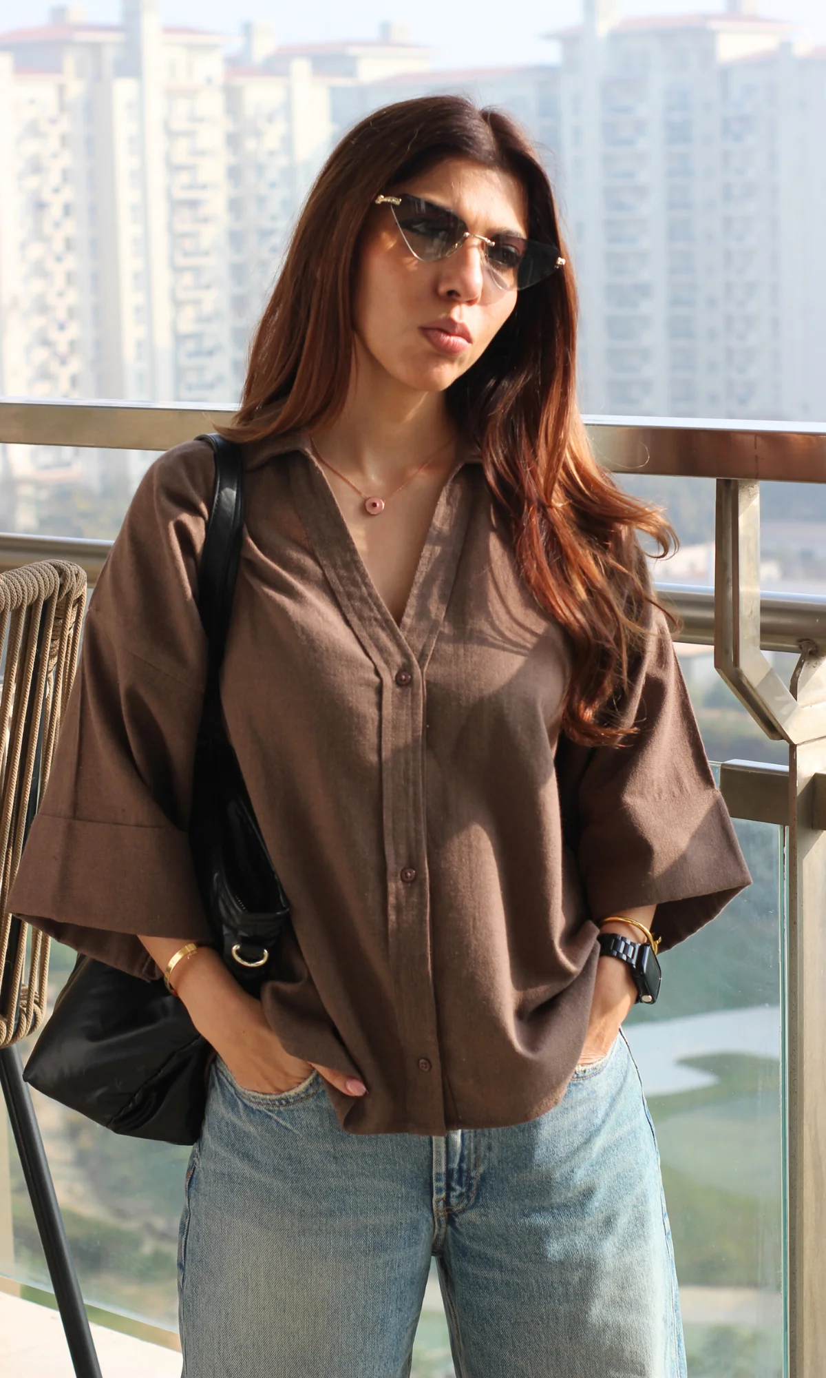 Coffee Cotton Shirt - Image 2