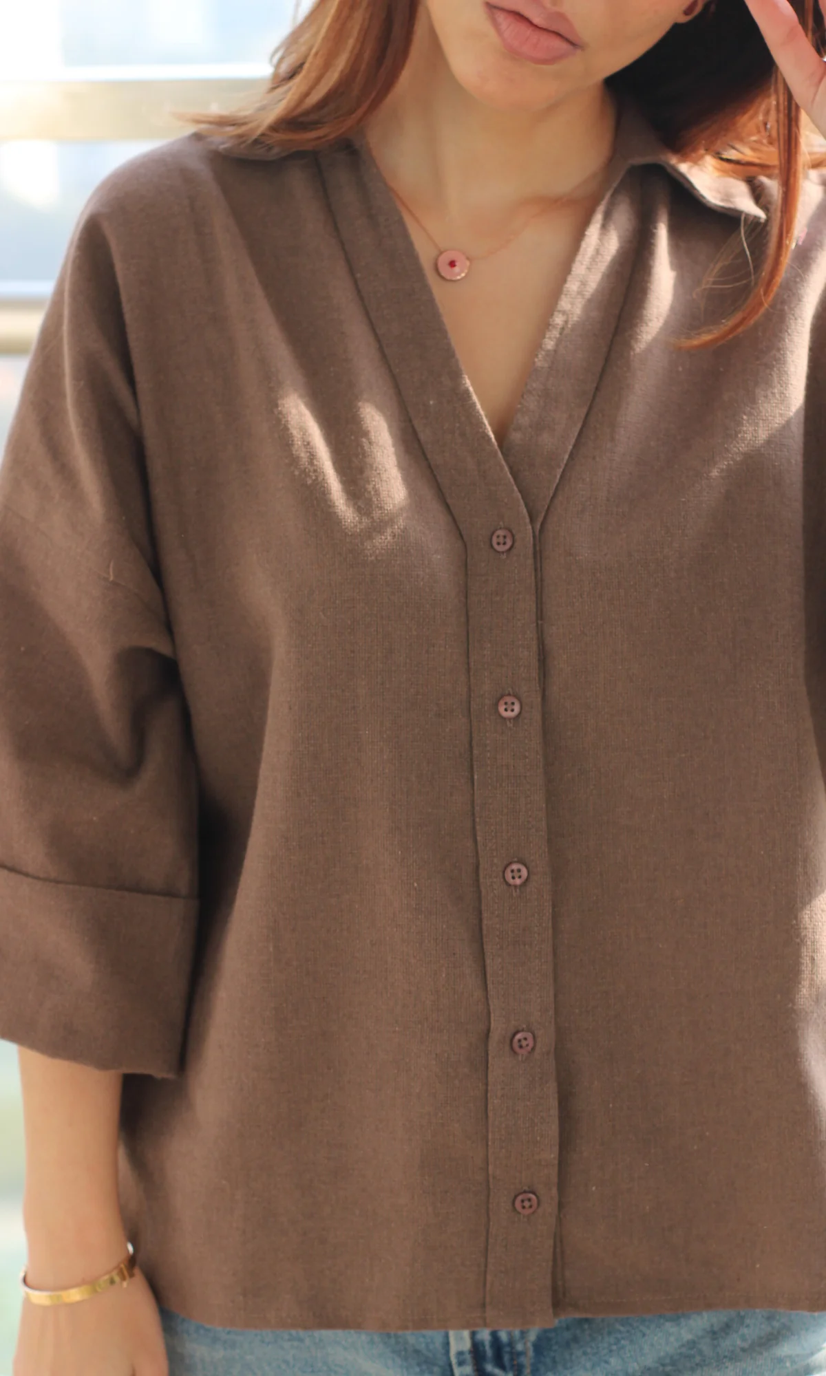 Coffee Cotton Shirt - Image 3