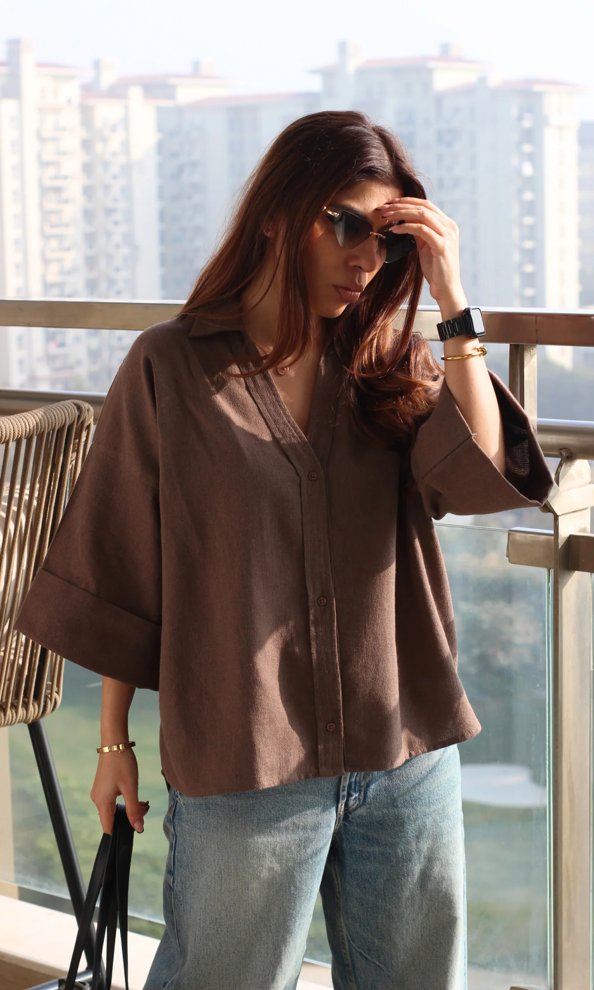 Coffee Cotton Shirt - Image 4