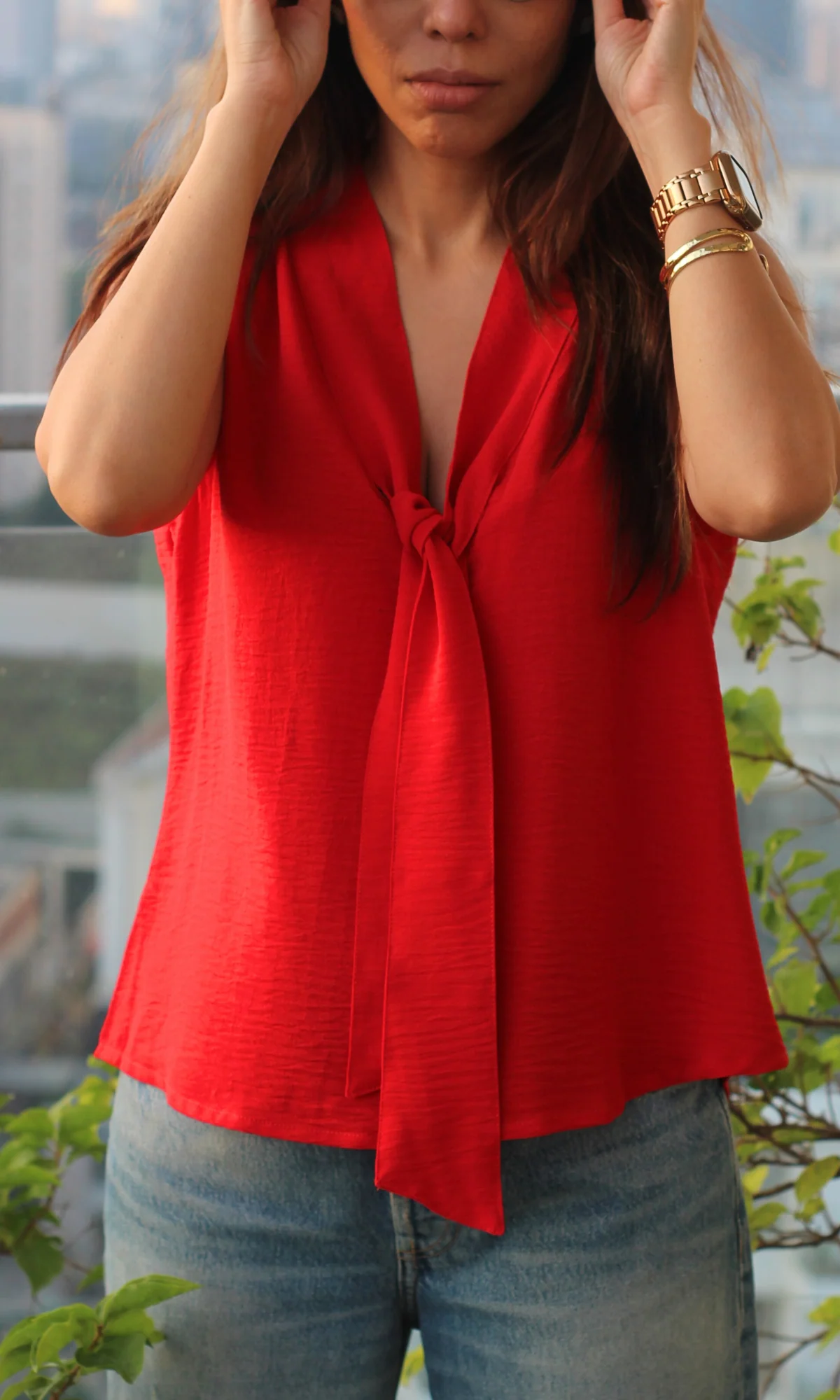 Crimson Tie Detail Top - Image 5