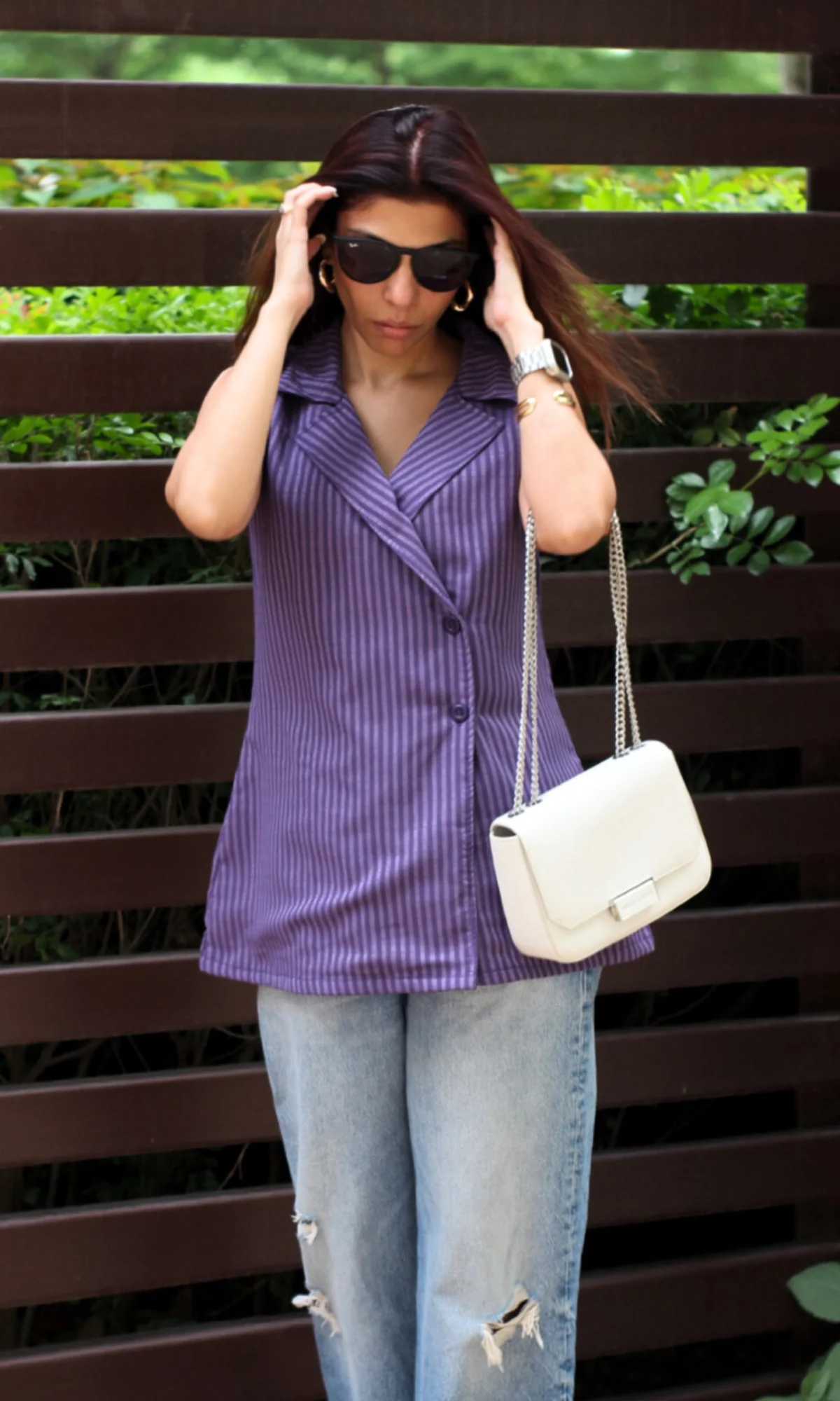 Dark Purple Lapel Collar Long Waist Coat - Image 3