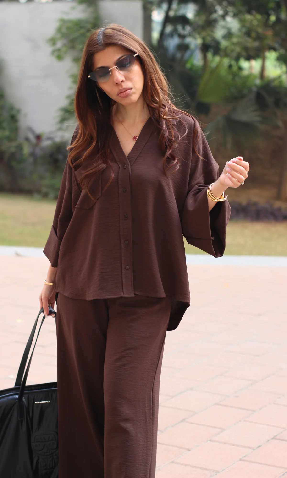 Dark Taupe Loose Shirt and Pants Co-ord - Image 4