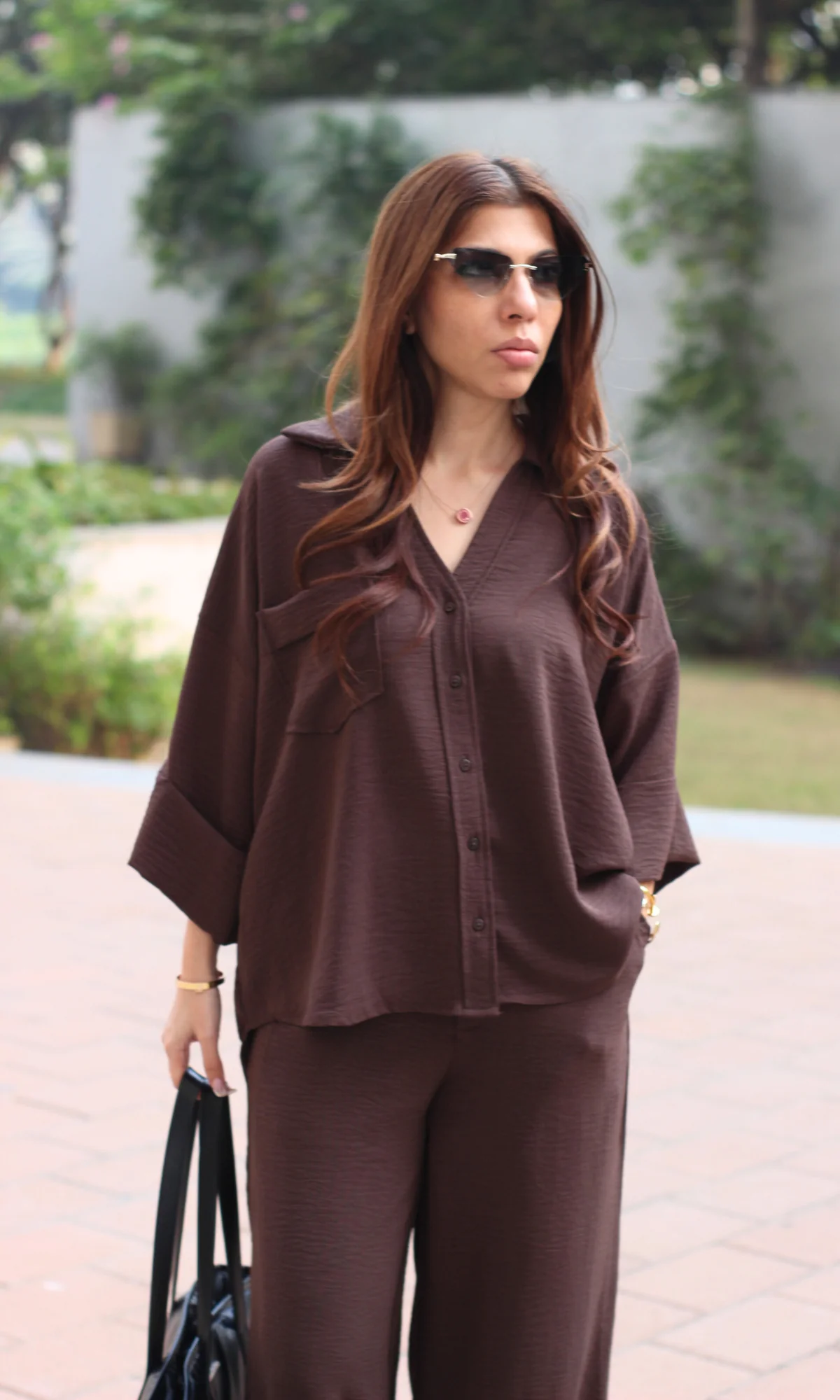 Dark Taupe Loose Shirt and Pants Co-ord - Image 6