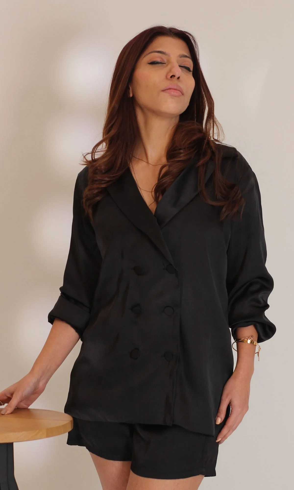 Deep Black Blazer and Shorts Co-ord - Image 4