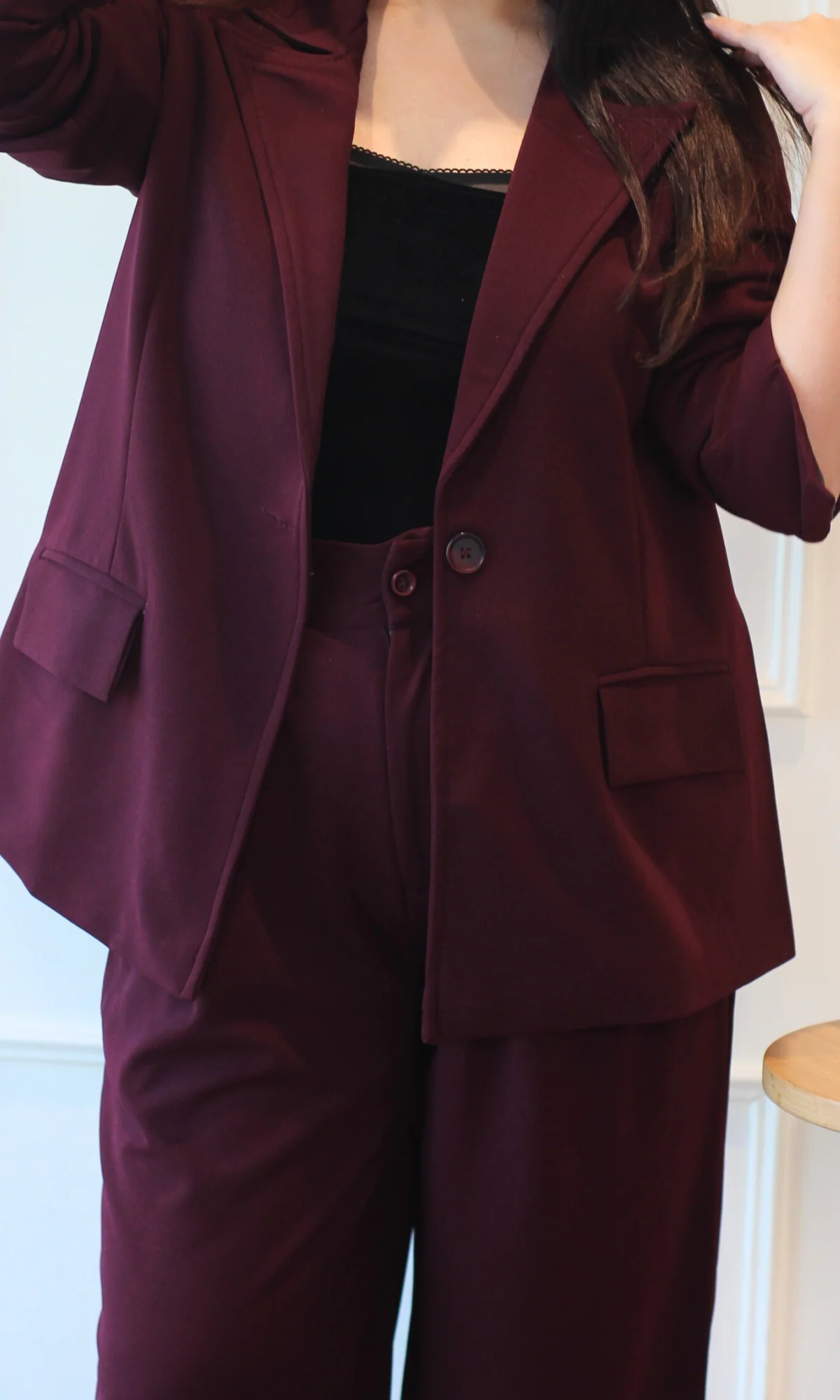 Deep Shiraz Oversized Blazer with Korean Pants Co-ord - Image 3