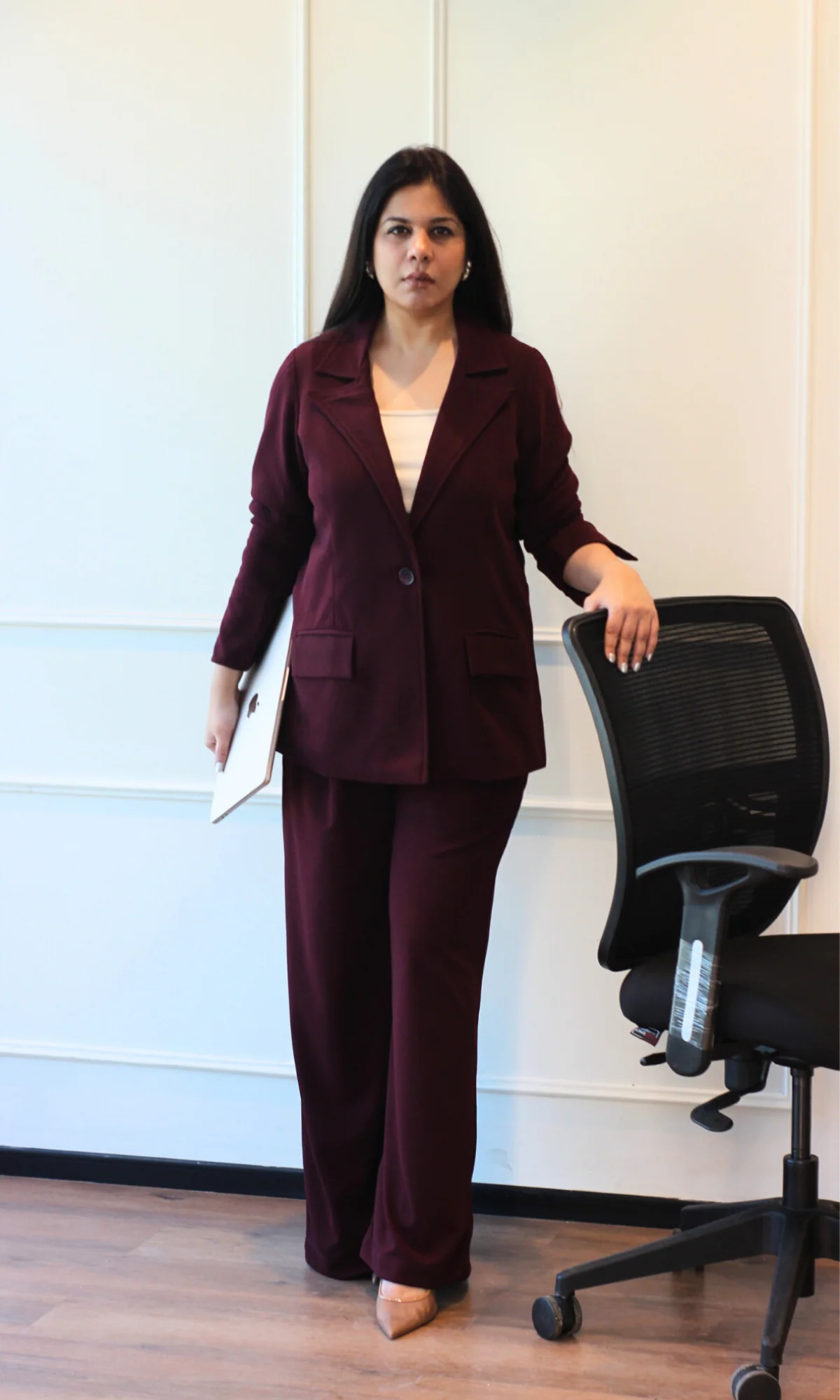 Deep Shiraz Oversized Blazer with Korean Pants Co-ord - Image 6