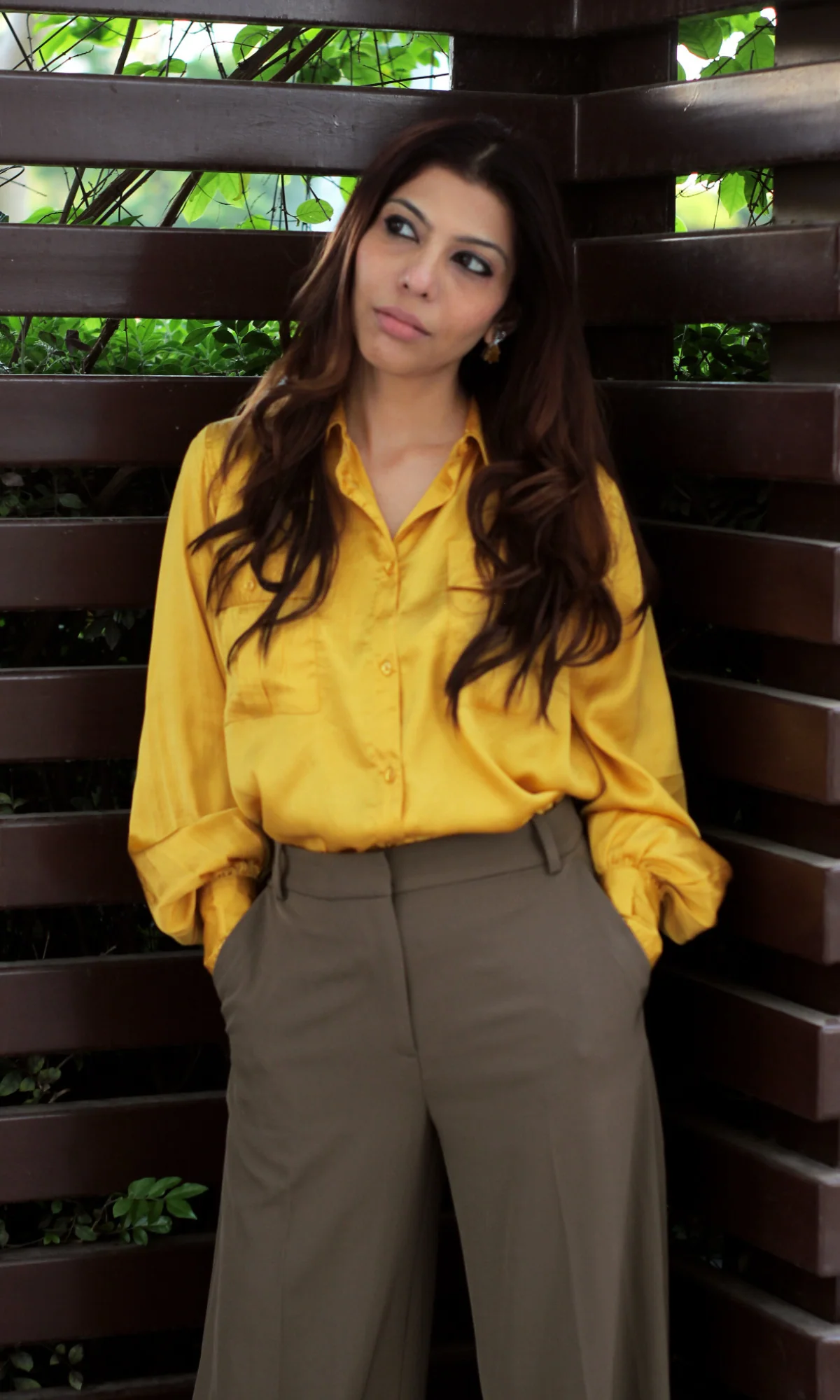Deep Yellow Balloon Sleeved Satin Shirt - Image 6