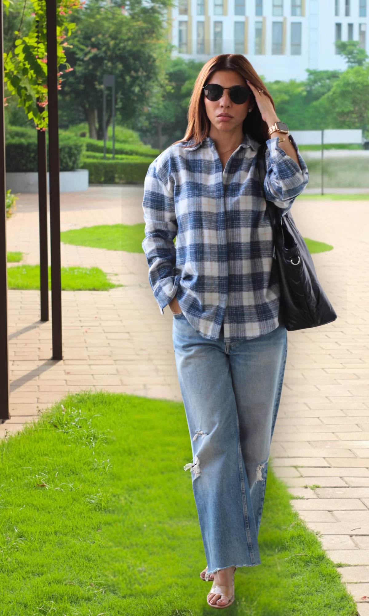 Denim Frosted Checked Shirt - Image 5