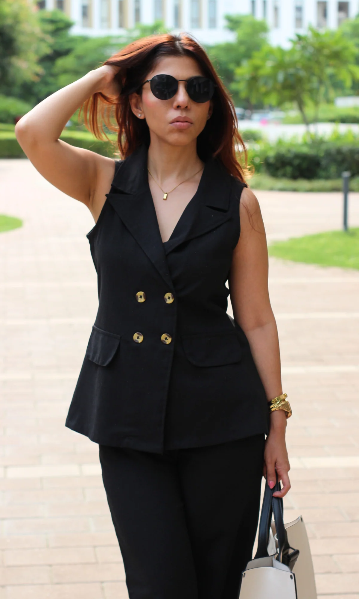 Double-Breasted Linen Blazer with Flap Pockets and Pants Co-ord - Image 2
