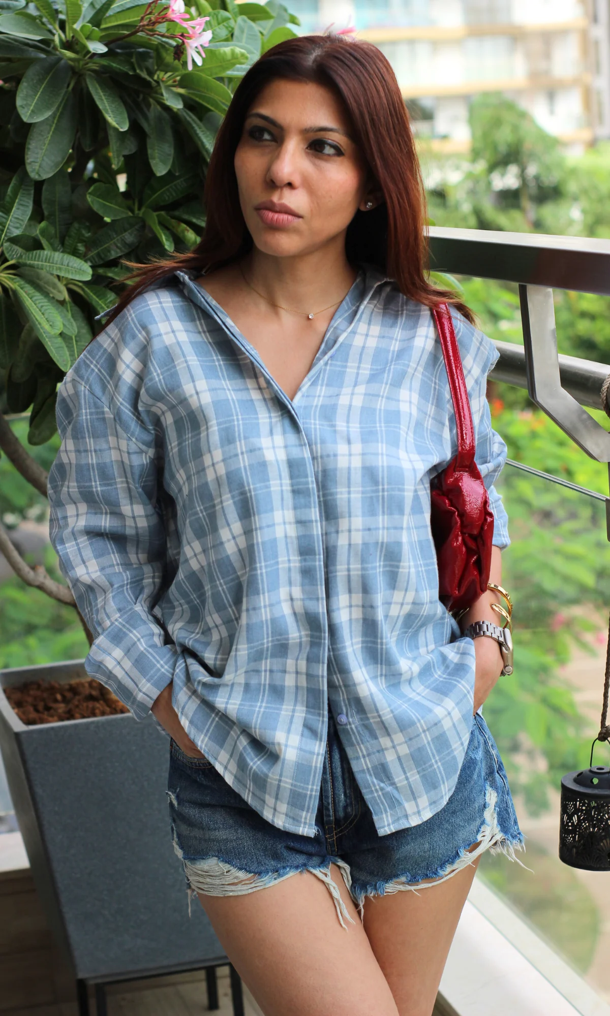 Dusty Blue Plaid Check Shirt - Image 5