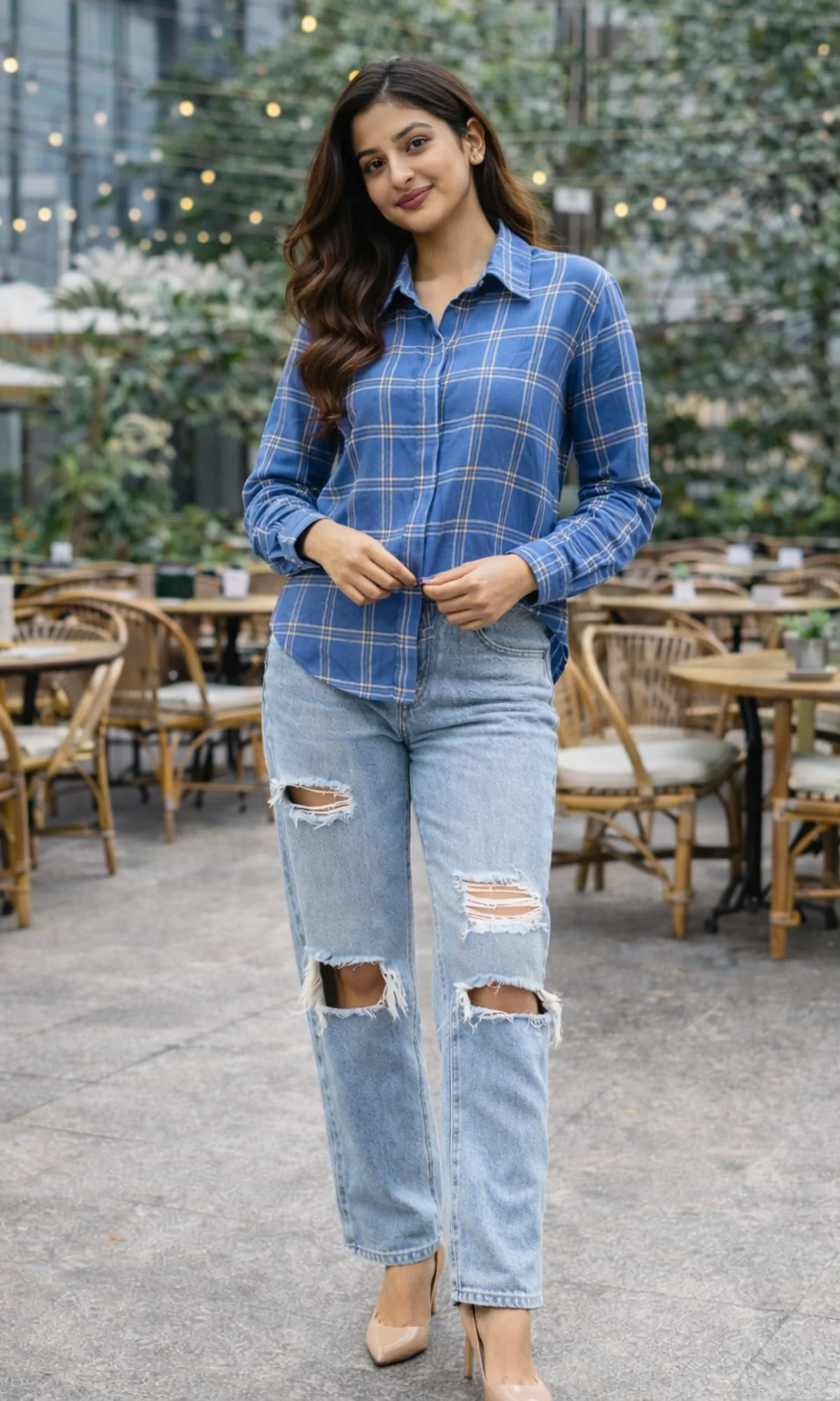 English Blue Checked Shirt - Image 3