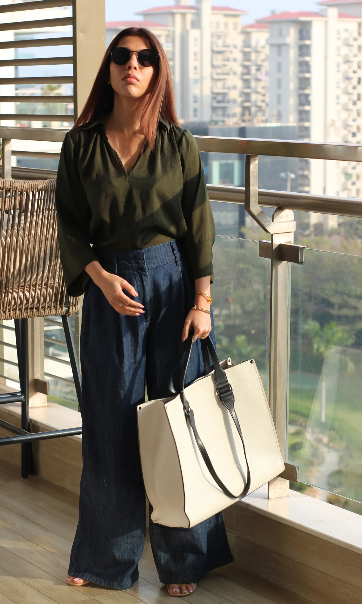 Forest Green Sheen Collared Top - Image 4