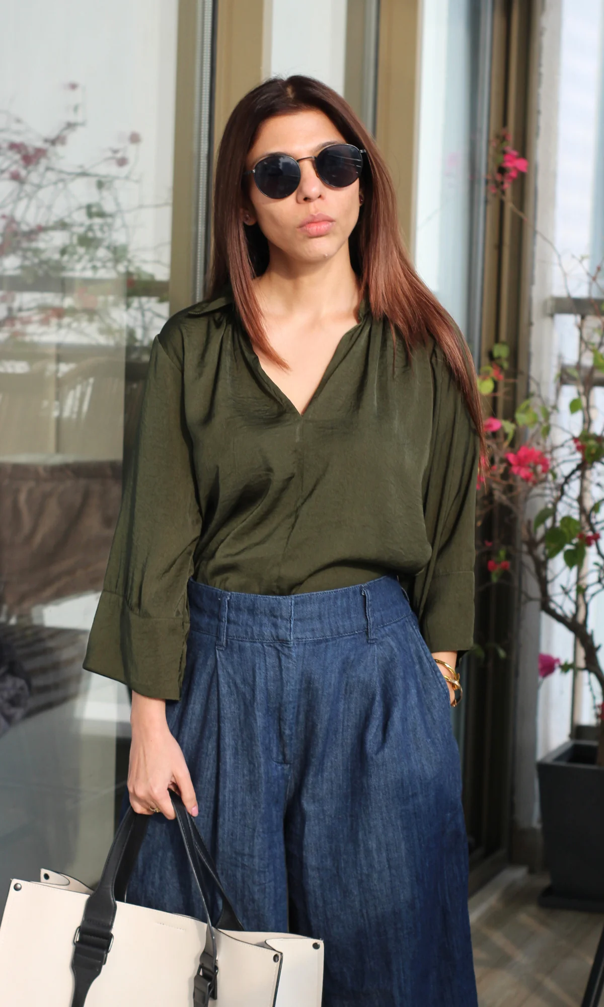 Forest Green Sheen Collared Top - Image 5