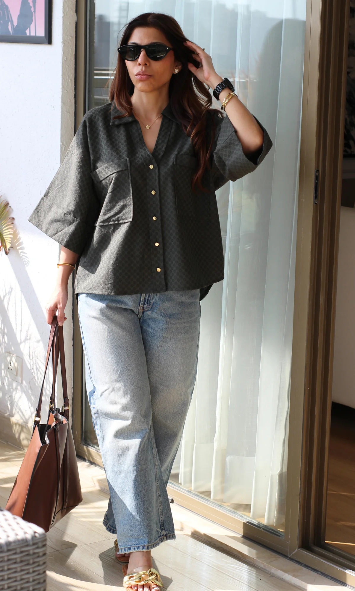 Forest Muse Metallic Buttoned Loose Shirt - Image 2