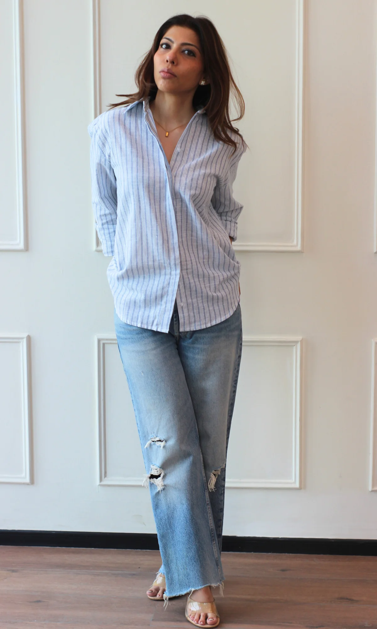 Frosted Blue Linear Striped Shirt - Image 4