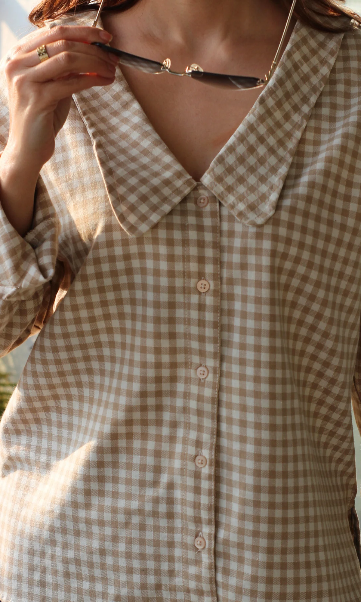 Gingham Peter Pan Collared Shirt - Image 5