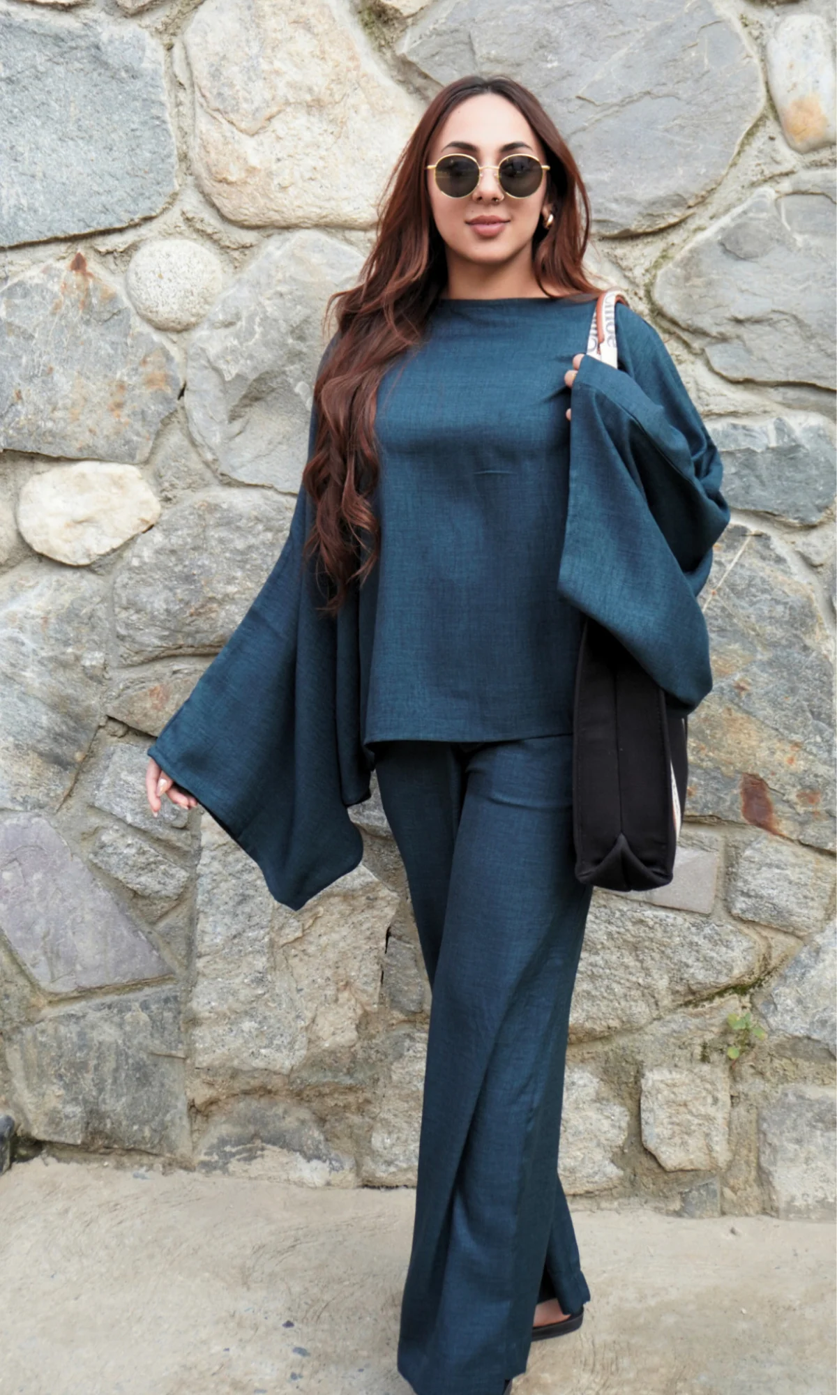 Green Batwing Sleeve Top and Pants Co-ord - Image 2