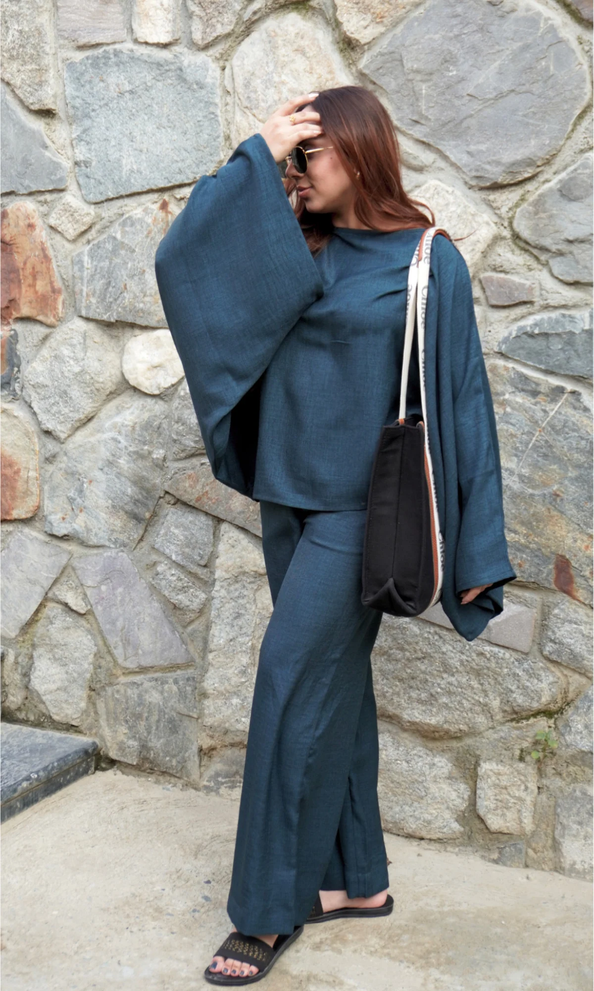Green Batwing Sleeve Top and Pants Co-ord - Image 3