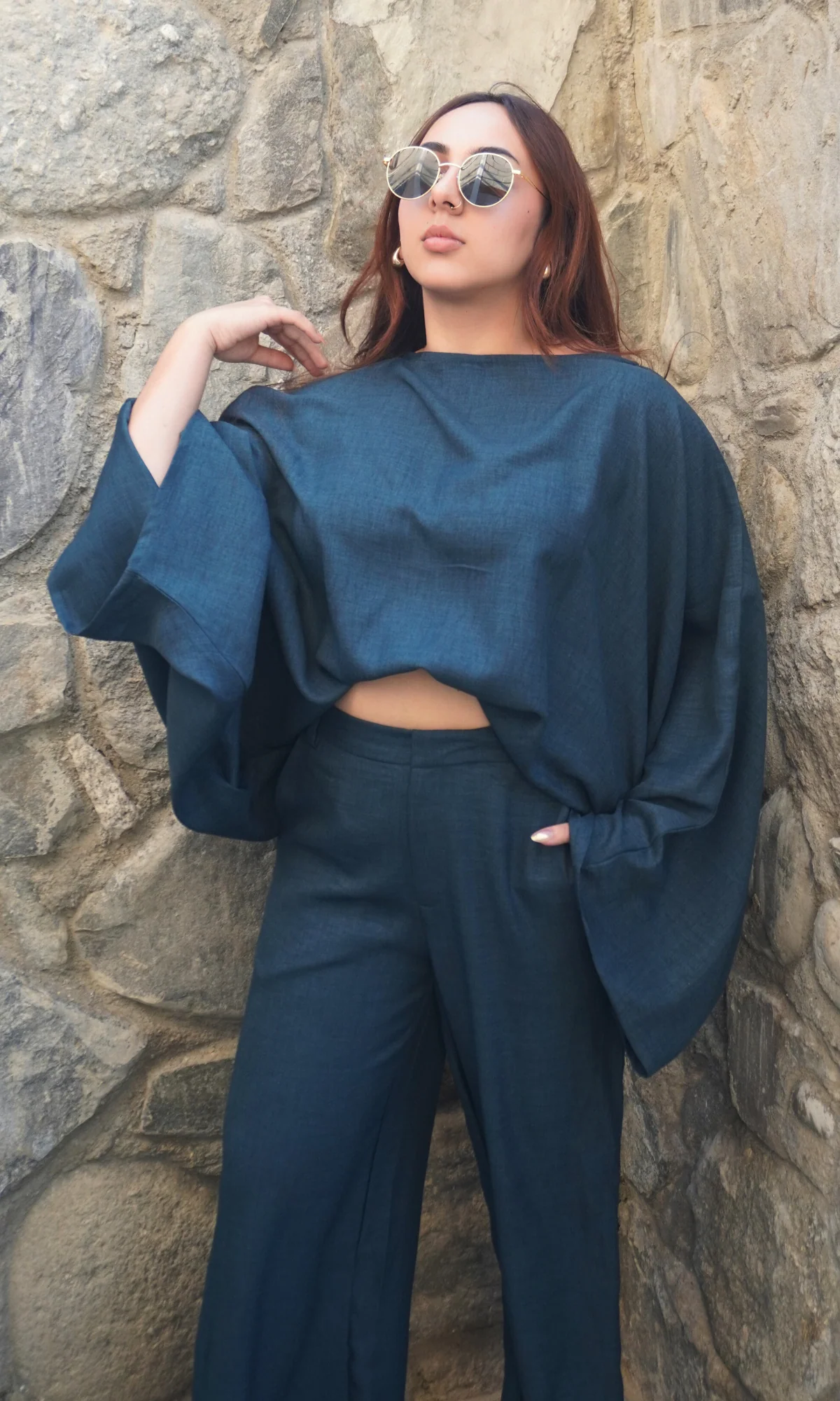 Green Batwing Sleeve Top and Pants Co-ord - Image 4