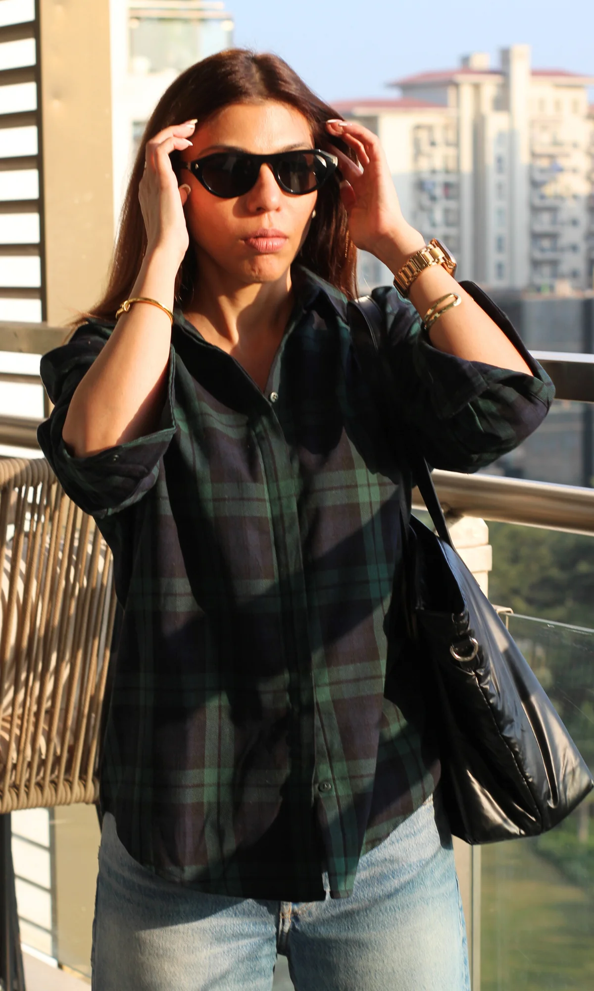 Green Blue Plaid Checked Shirt - Image 2