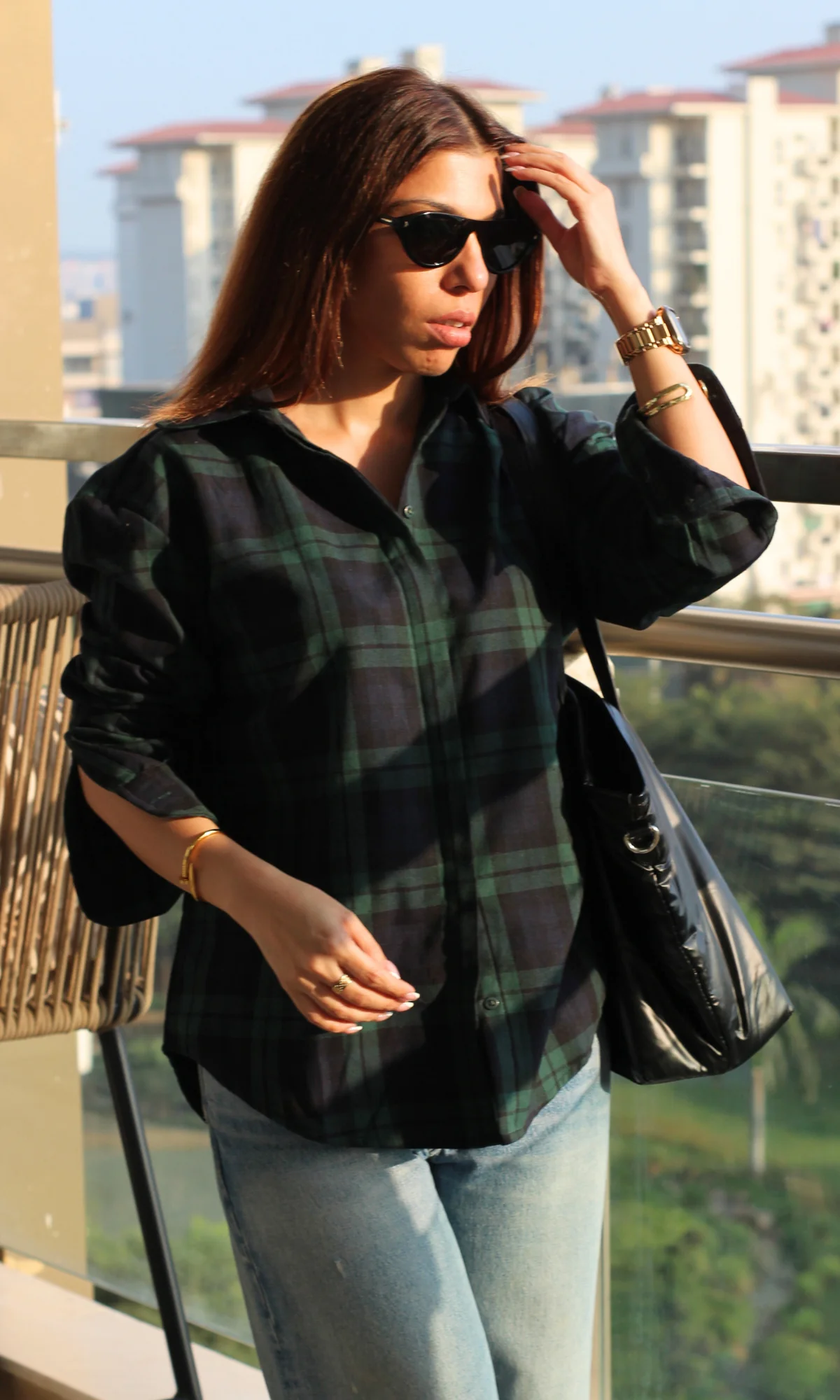 Green Blue Plaid Checked Shirt - Image 4