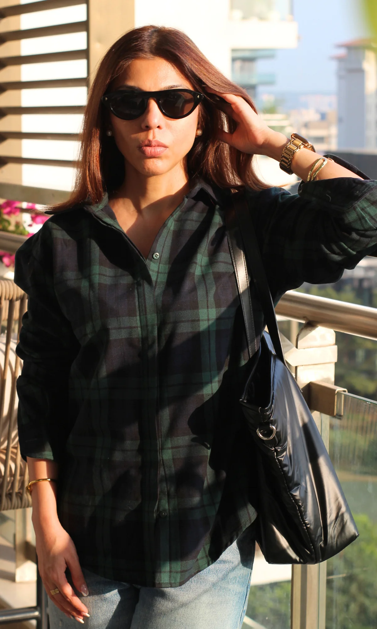 Green Blue Plaid Checked Shirt - Image 5