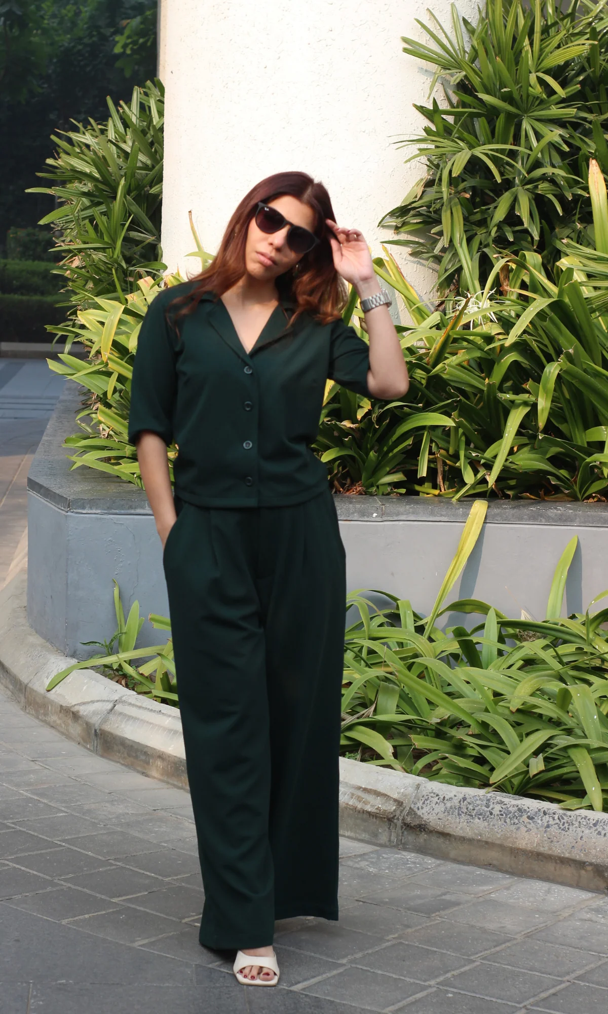 Green Collared Top with Korean Pants Co-ord - Image 3