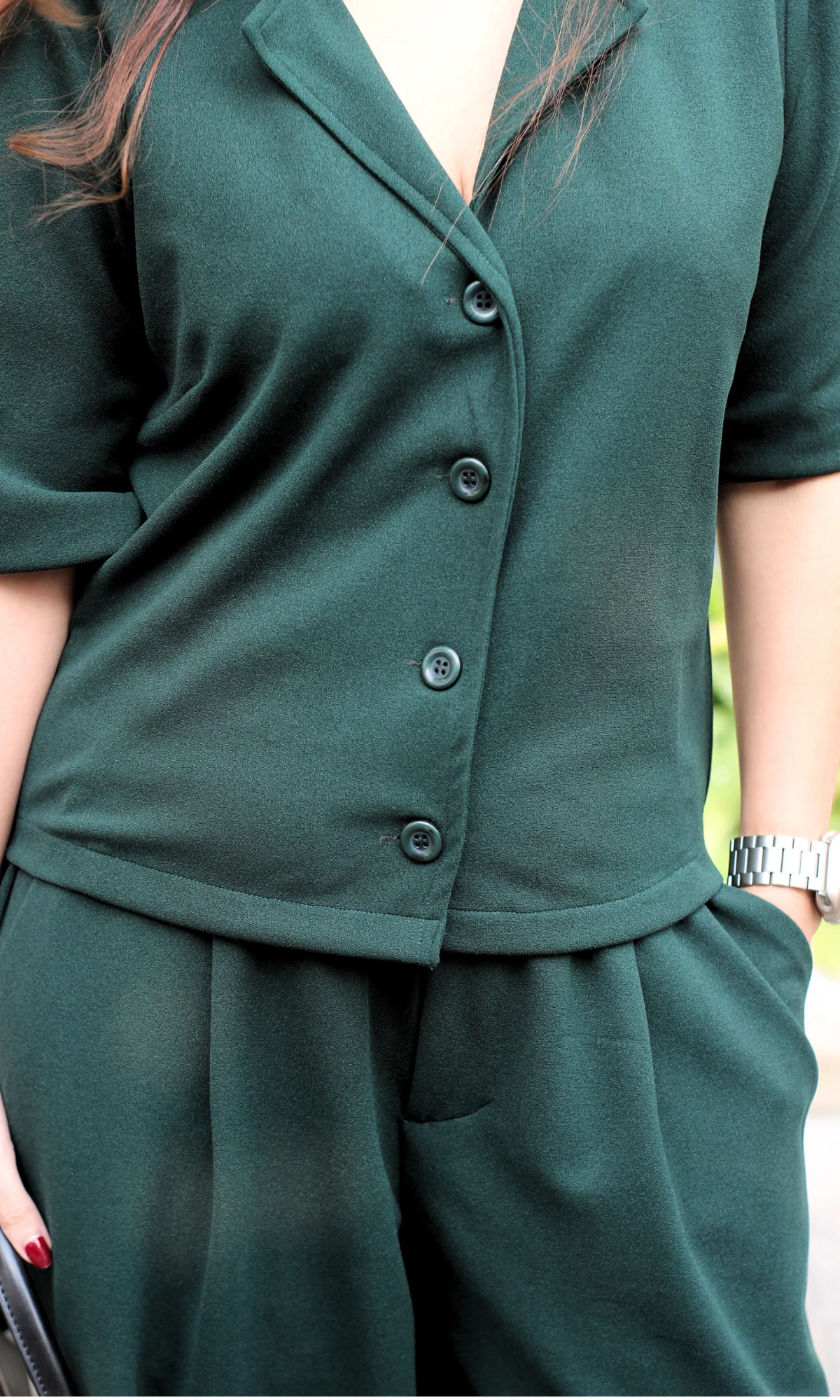 Green Collared Top with Korean Pants Co-ord - Image 4