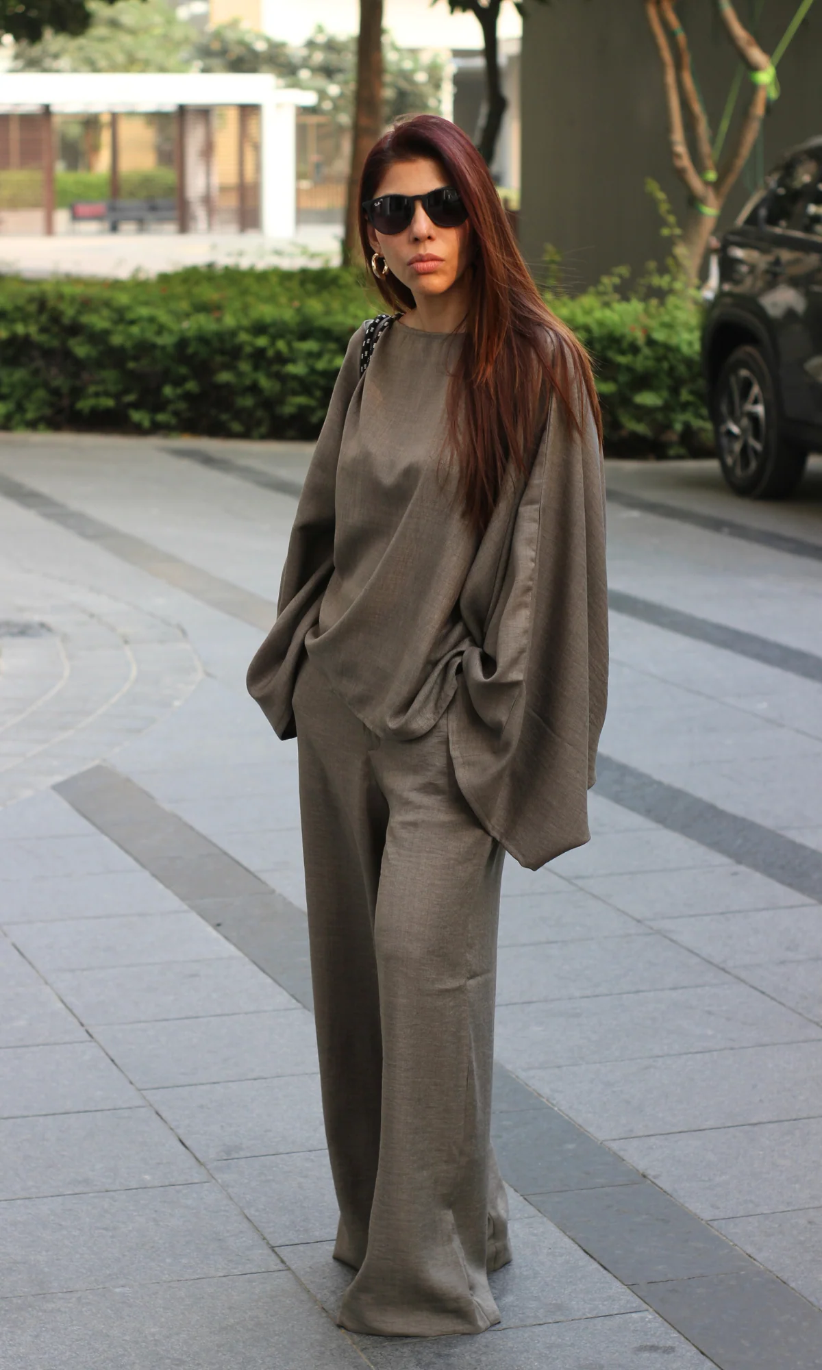 Greige Batwing Sleeve Top and Pants Co-ord - Image 5