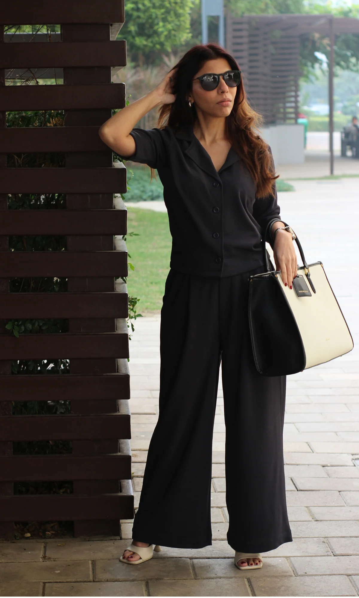 Greyish Blue Collared Top with Korean Pants Co-ord - Image 7