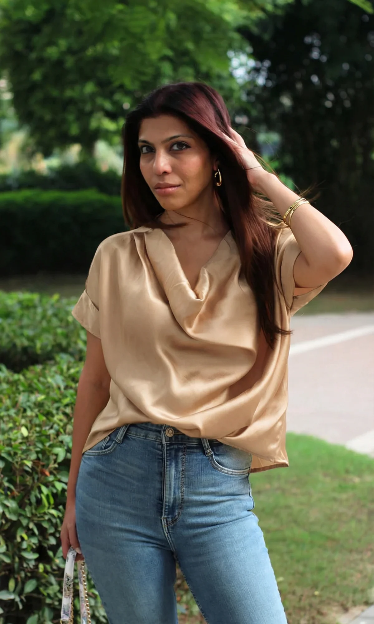 Greyish Mauve Cowl Neck Top - Image 4