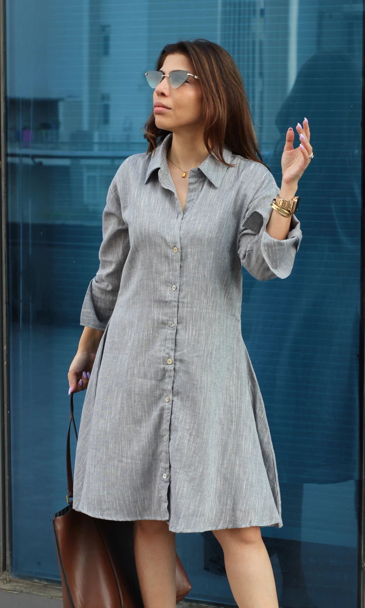 Greyline Striped Shirt Dress - Image 2
