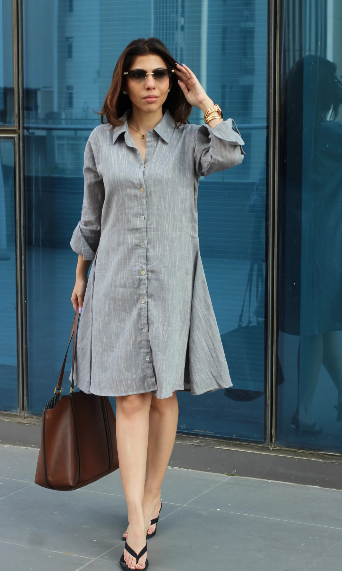 Greyline Striped Shirt Dress - Image 4