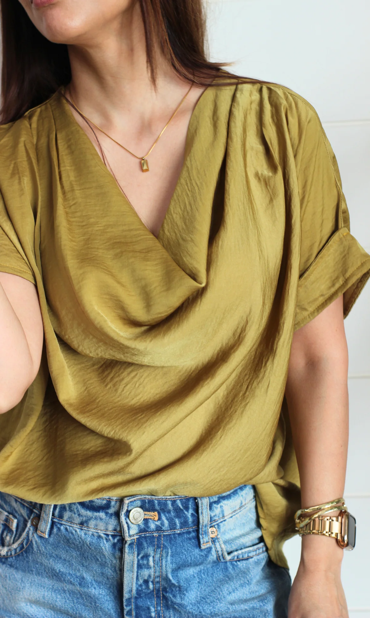 Honey Mist Cowl Neck Top - Image 2