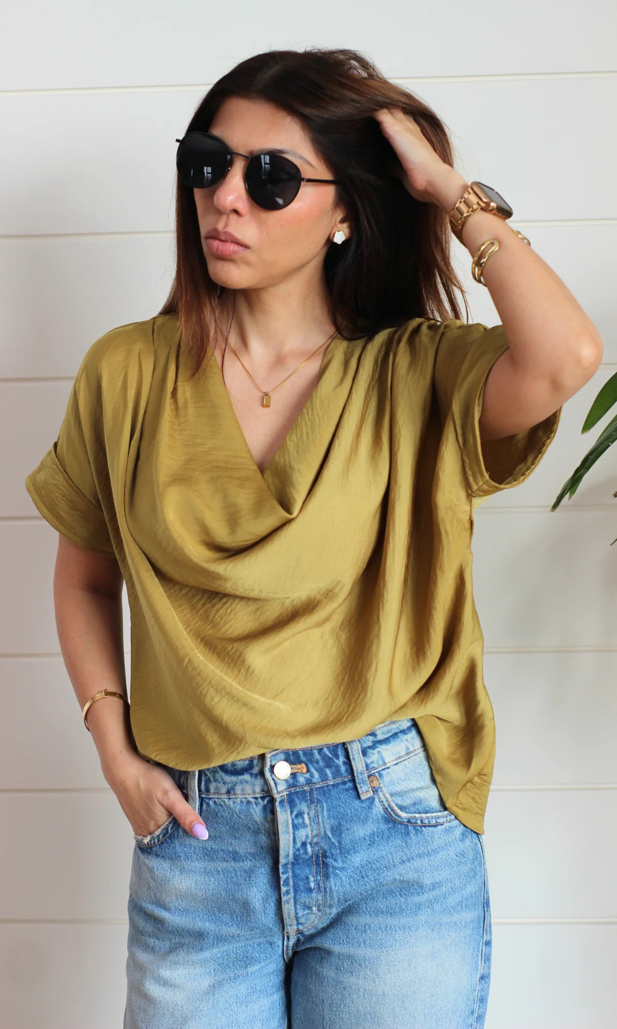 Honey Mist Cowl Neck Top - Image 4