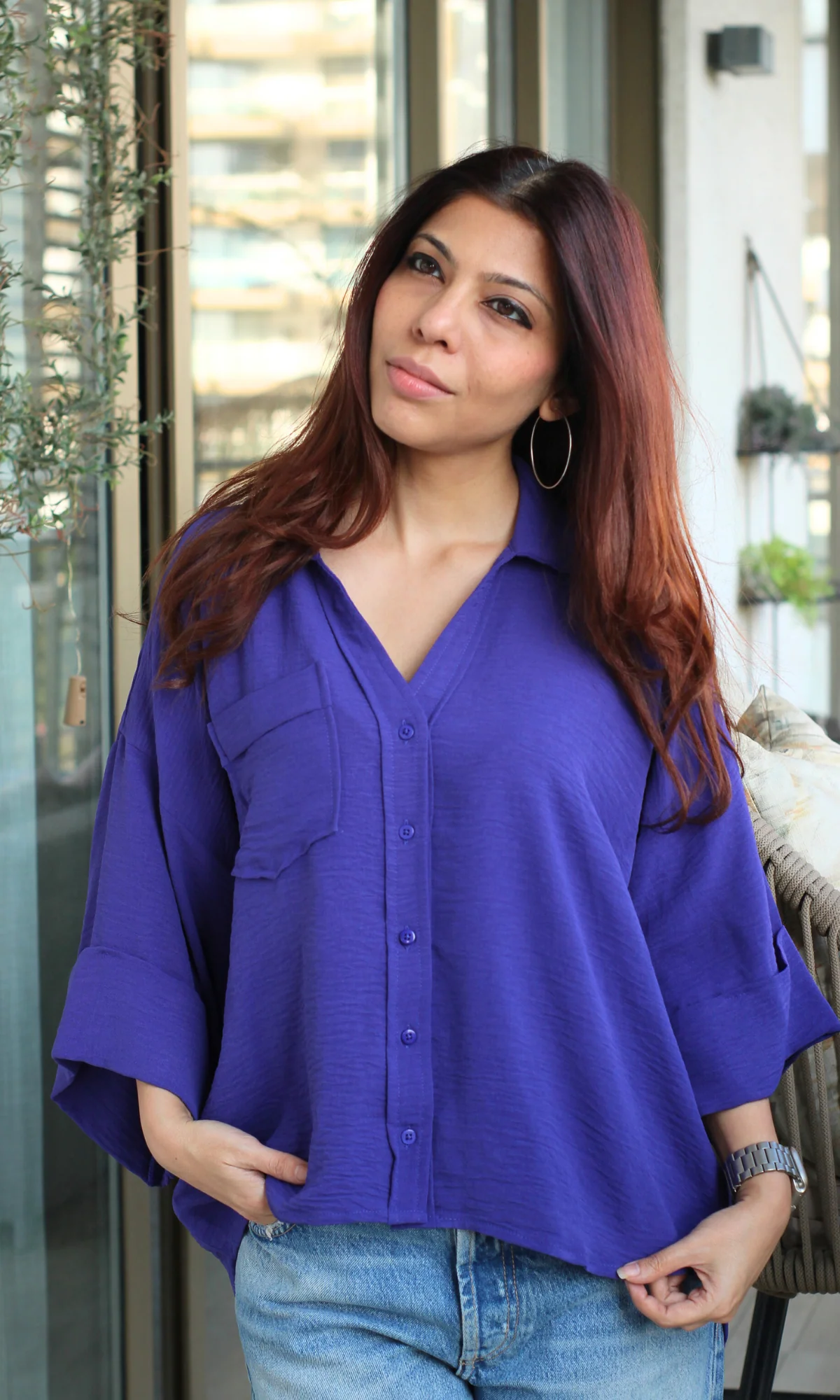 Violet Blue Flowing Shirt