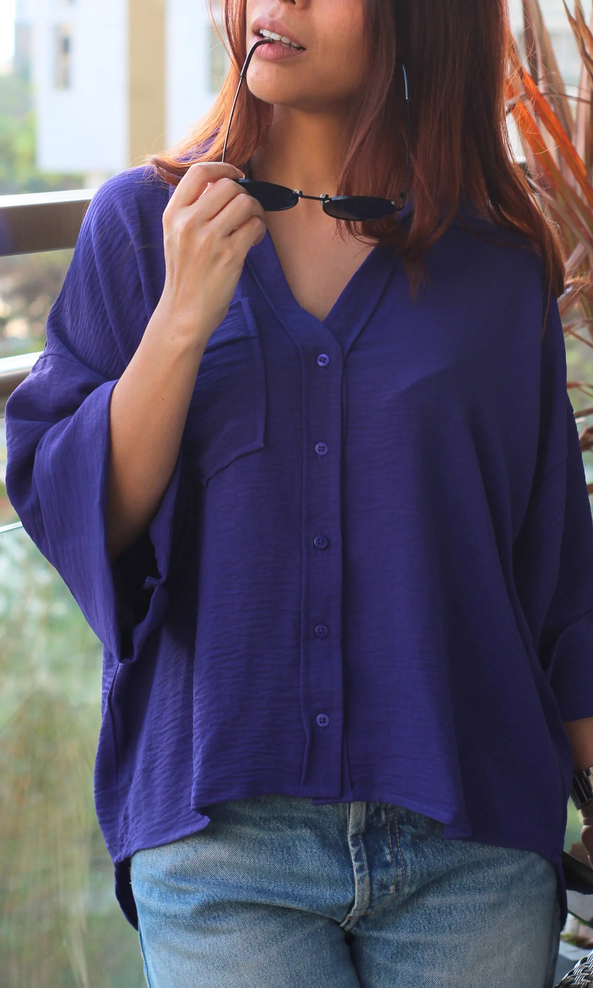 Violet Blue Flowing Shirt - Image 4