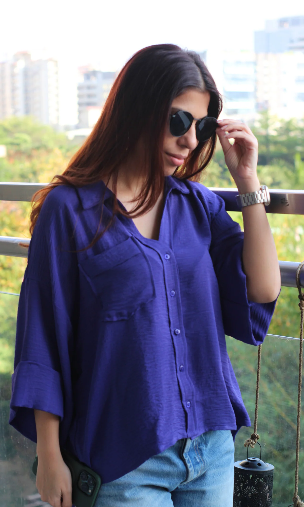 Violet Blue Flowing Shirt - Image 5