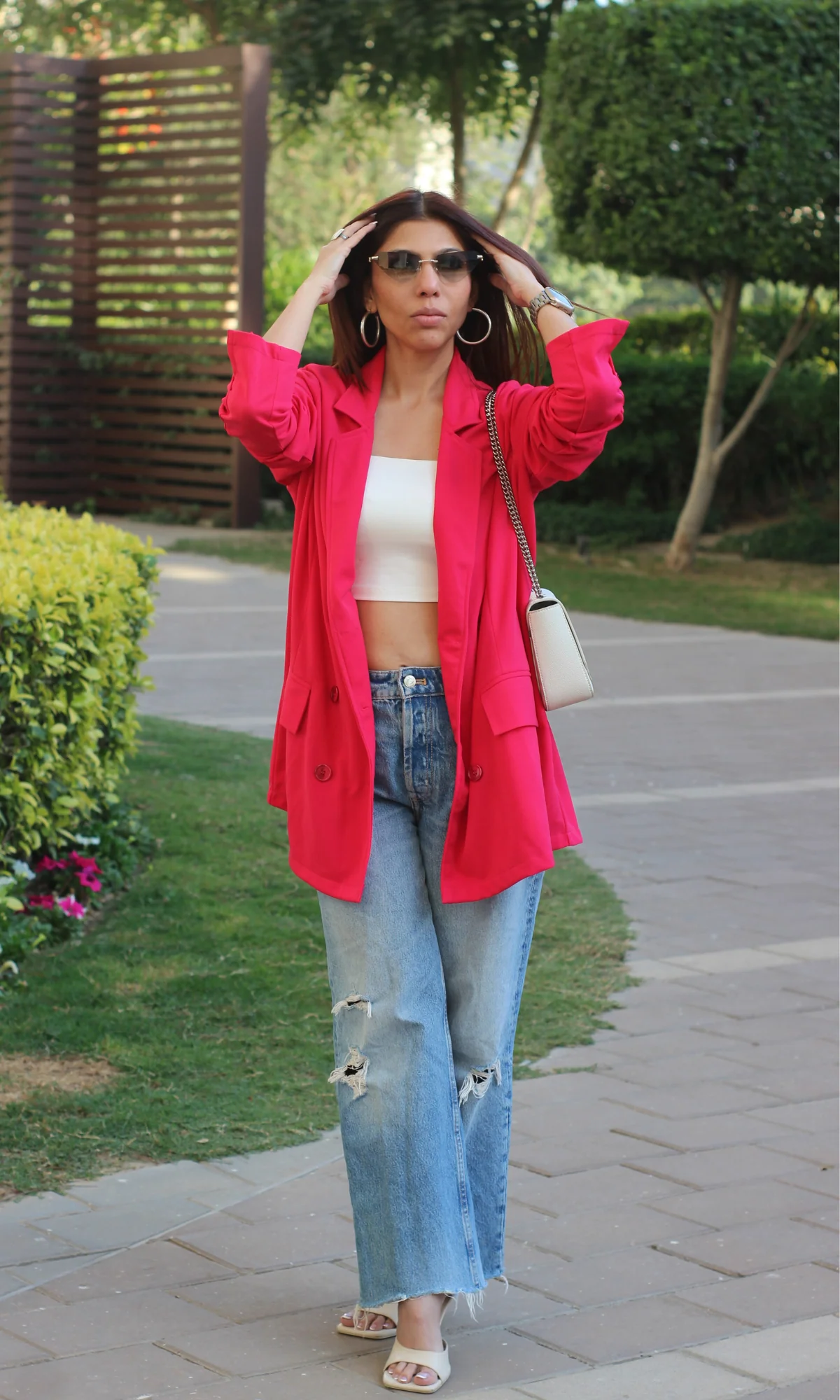 Hot Pink Double Breasted Blazer Jacket - Image 4