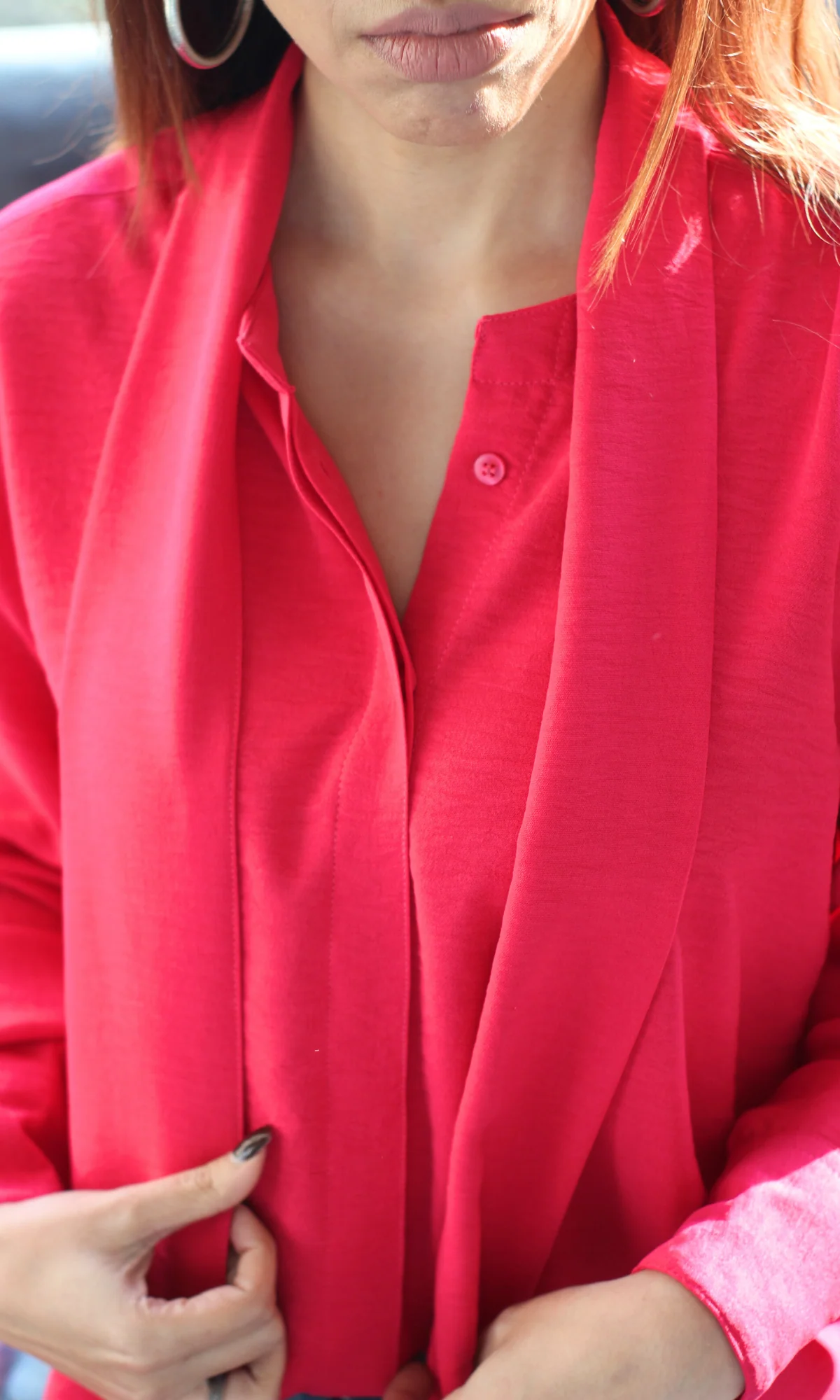 Hot Pink Shirt with Scarf - Image 3