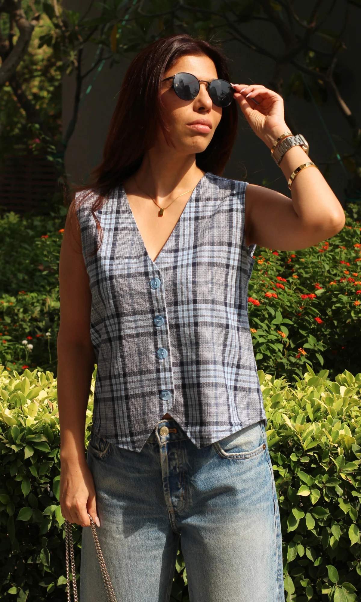 Icy Grid Checkmate Waist Coat - Image 3