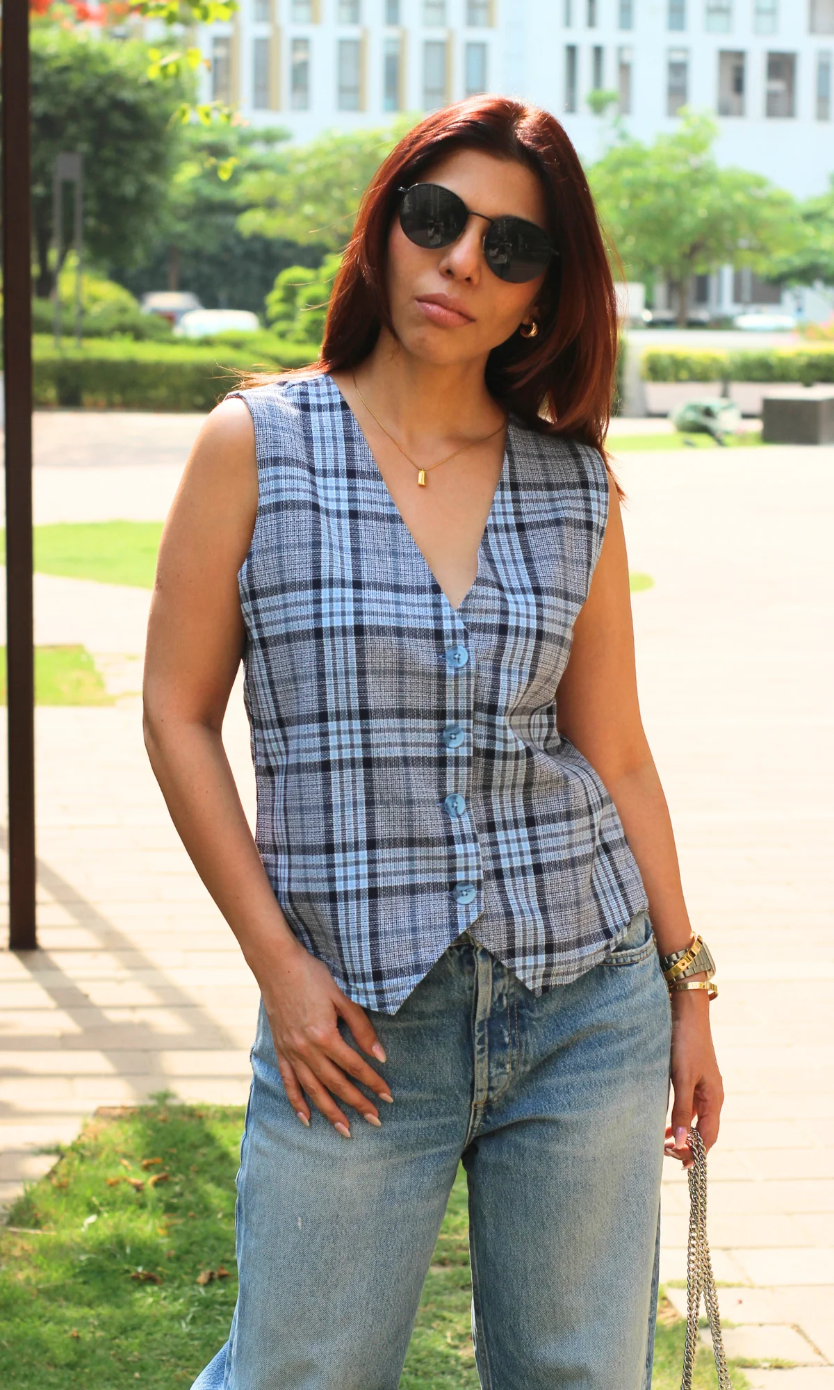 Icy Grid Checkmate Waist Coat - Image 5