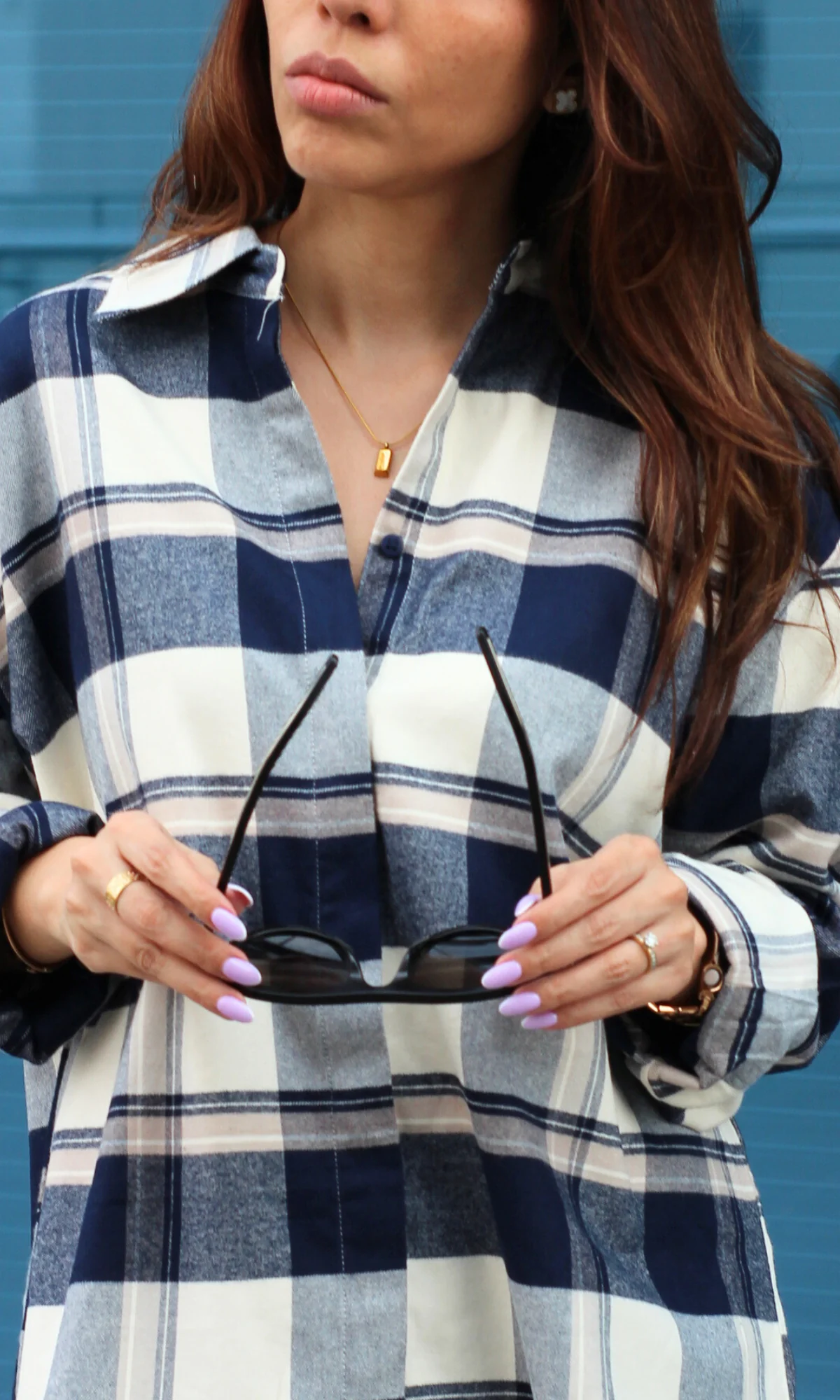 Indigo and Ivory Checked Shirt - Image 3