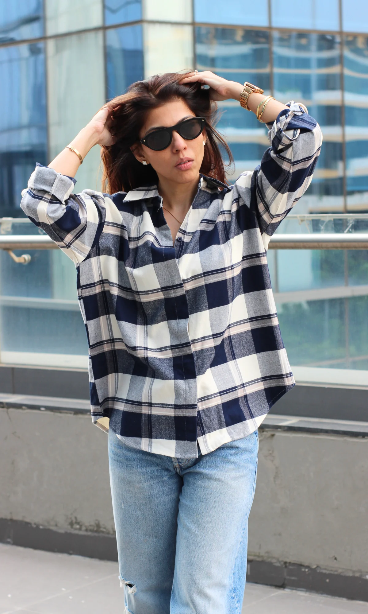 Indigo and Ivory Checked Shirt - Image 5