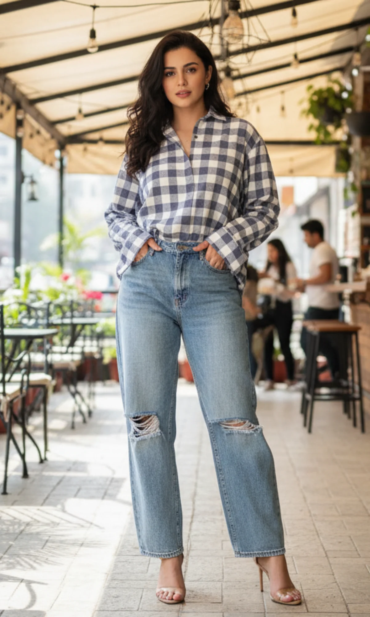 Indigo Block Plaid Checked Shirt