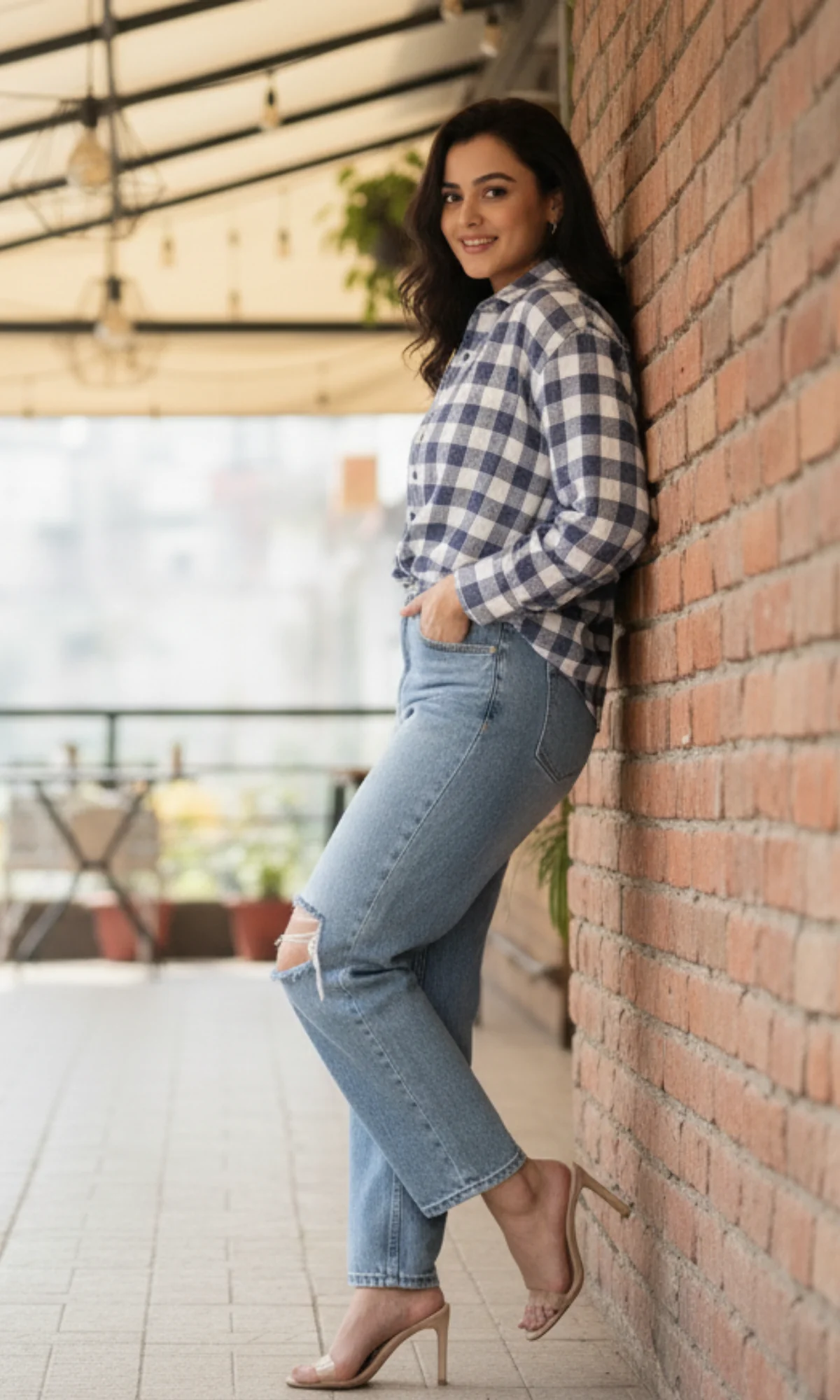 Indigo Block Plaid Checked Shirt - Image 2