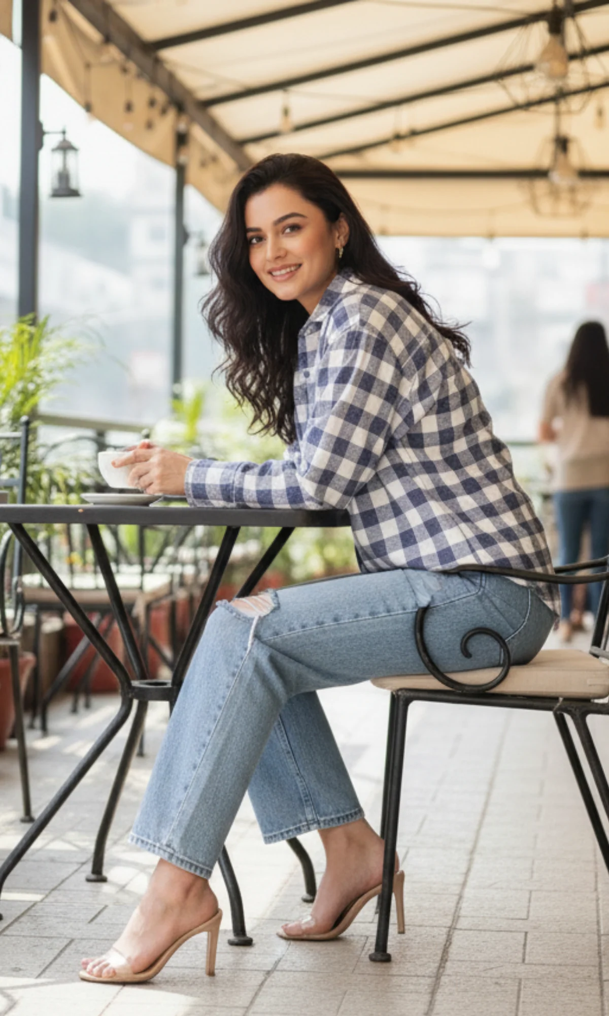Indigo Block Plaid Checked Shirt - Image 3