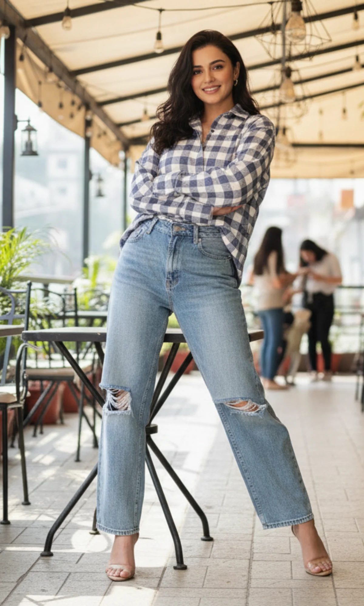 Indigo Block Plaid Checked Shirt - Image 4