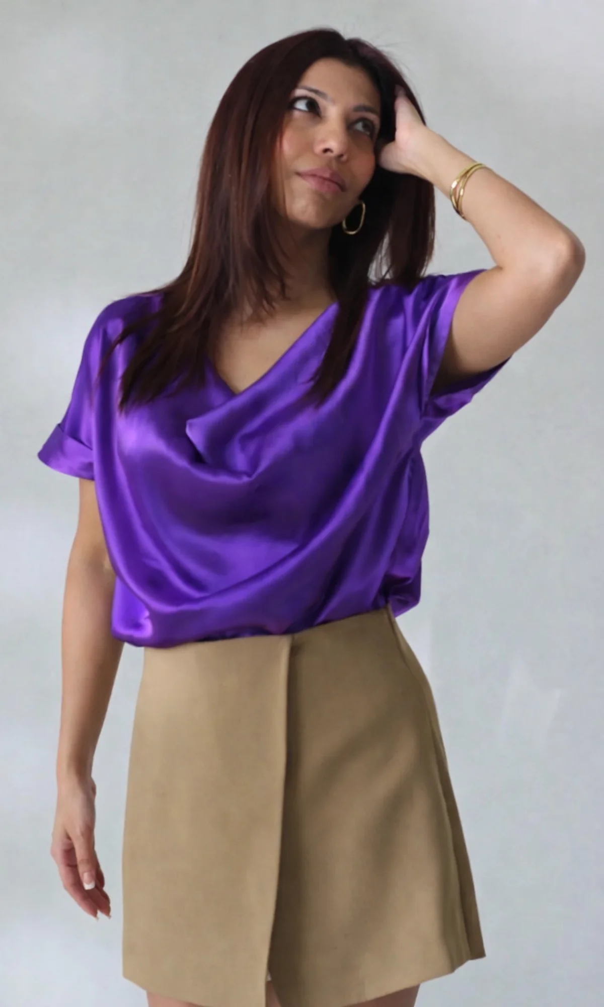 Indigo Cowl Neck Top