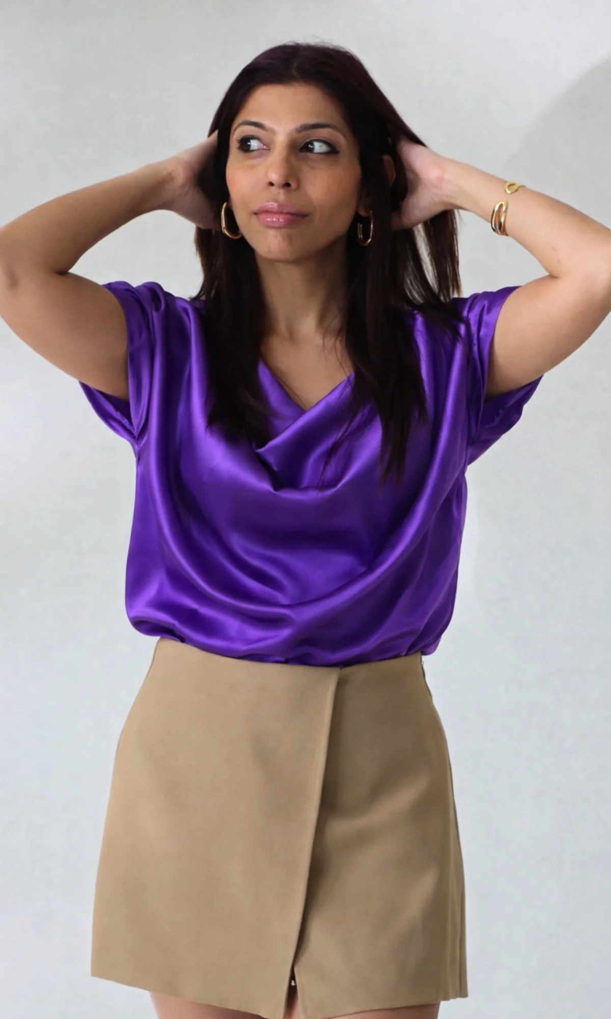 Indigo Cowl Neck Top - Image 3